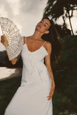 Sale Prosecco White Rosette Frill Maxi Dress Golden Hour Bachelorette|Engagement Party