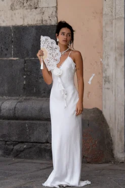 Sale Prosecco White Rosette Frill Maxi Dress Golden Hour Bachelorette|Engagement Party