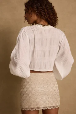 Outlet Rainey White Lace Up Top Long Sleeves|The White Edit