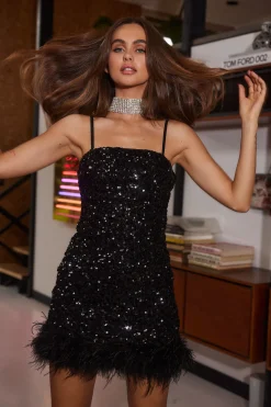 Online Riley Black Sequin Mini Dress Party Dresses|Mini Dresses