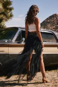 Hot Rosalie Rock Black Tulle Maxi Skirt Skirts|Festival Restocked