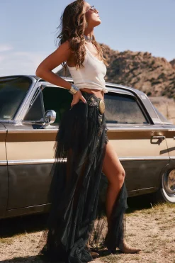 Hot Rosalie Rock Black Tulle Maxi Skirt Skirts|Festival Restocked