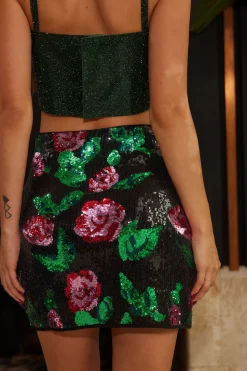 Outlet Rose Sequin Mini Skirt Going Out Bottoms|Skirts