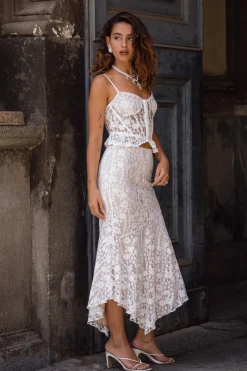 Online Rosemary White Lace Bustier Top Bridal Tops|Sets