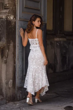 Hot Rosemary White Lace Maxi Skirt Bridal Bottoms|Skirts