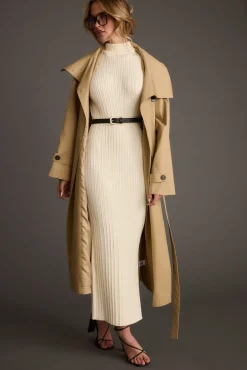 New Ruth Cream Turtleneck Sleeveless Sweater Midi Dress Midi Dresses