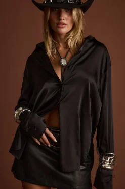 Hot Santana Black Fringe Button Up Top Festival Style Steals|Festival Tops