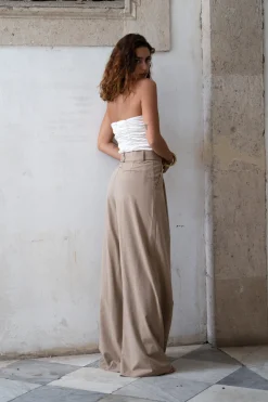 Sale Savina Ivory Strapless Ruched Satin Top Going Out Tops|The White Edit