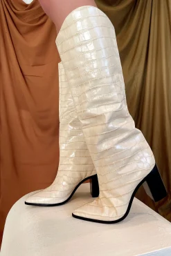 Hot Analeah Egg Shell Croc Boot Shoes|Western Bachelorette