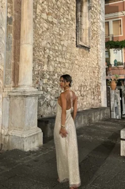 Discount Serafino Gold Embellished Maxi Dress Golden Hour Bachelorette|Honeymoon