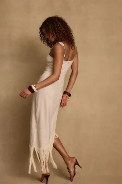 Outlet Serenade Beige Linen Wrap Midi Dress The White Edit|Seashells + Wedding Bells