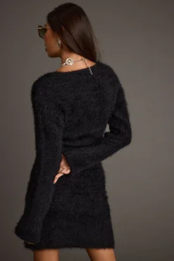 Discount Shiloh Black V-Neck Sweater Mini Dress Day Dresses|Mini Dresses
