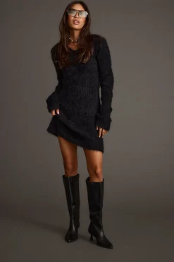 Discount Shiloh Black V-Neck Sweater Mini Dress Day Dresses|Mini Dresses