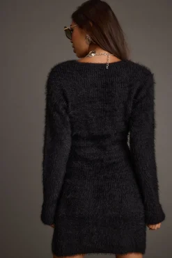 Discount Shiloh Black V-Neck Sweater Mini Dress Day Dresses|Mini Dresses