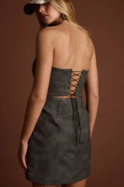 Best Smokeshow Embroidered Vegan Leather Strapless Mini Dress Festival Style Steals|Festival Dresses