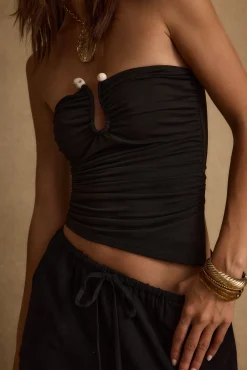 Fashion Solane Black Strapless Top Going Out Tops|Tees + Tanks