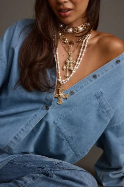 Best Springsteen Chambray Oversized Button Down Shirt Long Sleeves|Denim + Diamonds Bachelorette