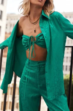 New St. Barths Emerald Jacquard Crop Top Tees + Tanks|Seashells + Wedding Bells