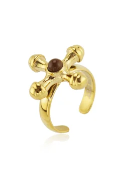 Sale Standout Tigers Eye Cross Ring Jewelry|Festival Shoes + Accessories