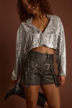 Online Star Crossed Sequin Fringe Jacket Jackets|Denim + Diamonds Bachelorette