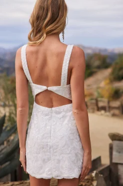 Sale Stella White Printed Sequin Mini Dress Western Bachelorette|Engagement Party
