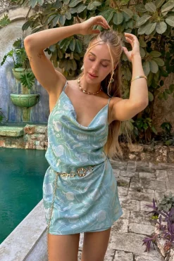 Hot Sterling Floral Satin Mini Dress Party Dresses|Day Dresses