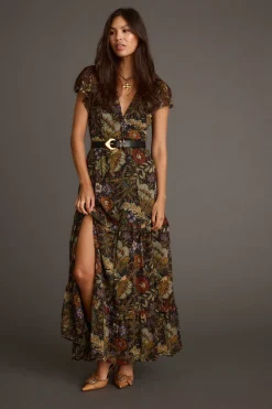 Fashion Sundance Floral Paisley Maxi Dress Day Dresses|Wedding Guest Dresses