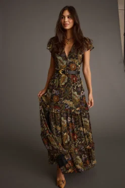 Fashion Sundance Floral Paisley Maxi Dress Day Dresses|Wedding Guest Dresses