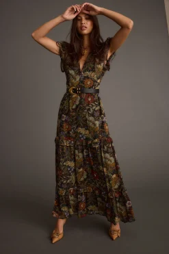 Fashion Sundance Floral Paisley Maxi Dress Day Dresses|Wedding Guest Dresses
