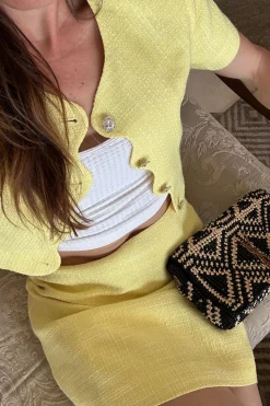 Online Sunday Yellow Cropped Jacket Tees + Tanks|Vacation Sets