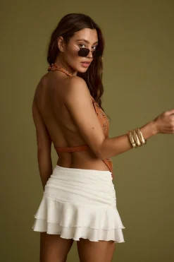 Online Sunset Orange Halter Top Date Night Tops|Going Out Tops
