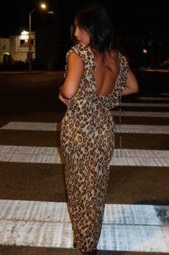Hot Sydney Leopard Sleeveless Ruffle Maxi Dress Maxi Dresses