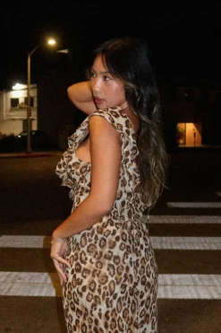 Hot Sydney Leopard Sleeveless Ruffle Maxi Dress Maxi Dresses