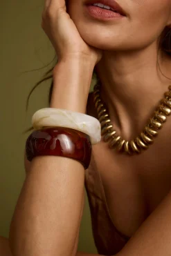 Best Tabby Set of 2 Chunky Bangles Jewelry|Seashells + Wedding Bells