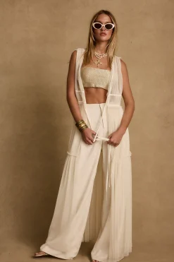 Sale Tahliya Chiffon Cream Longline Top The White Edit|Seashells + Wedding Bells