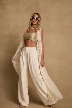 Sale Tahliya Chiffon Cream Longline Top The White Edit|Seashells + Wedding Bells