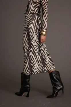 Fashion Taryn Zebra Mesh Midi Skirt Skirts