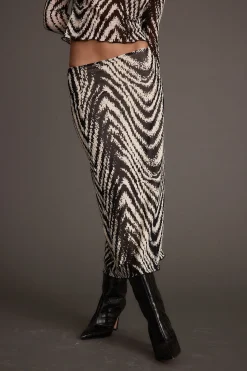 Fashion Taryn Zebra Mesh Midi Skirt Skirts