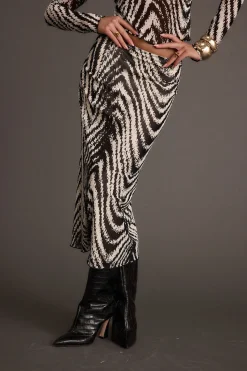 Fashion Taryn Zebra Mesh Midi Skirt Skirts