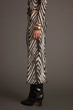 Fashion Taryn Zebra Mesh Midi Skirt Skirts
