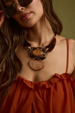 Clearance Tiger Eye Statement Necklace Jewelry