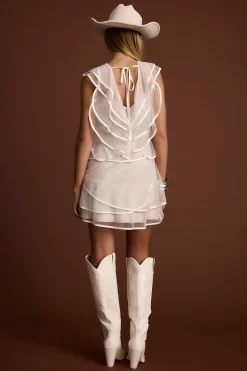 New Tilly White Tulle Ruffle Mini Dress The White Edit|Golden Hour Bachelorette