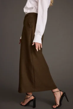 Best Tory Mocha Twill Midi Skirt Skirts|Sets