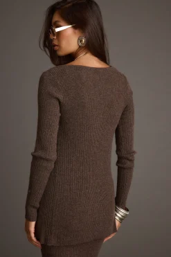 Clearance Tusk Mocha Open Front Longline Knit Sweater Sweaters + Cardis|Sets