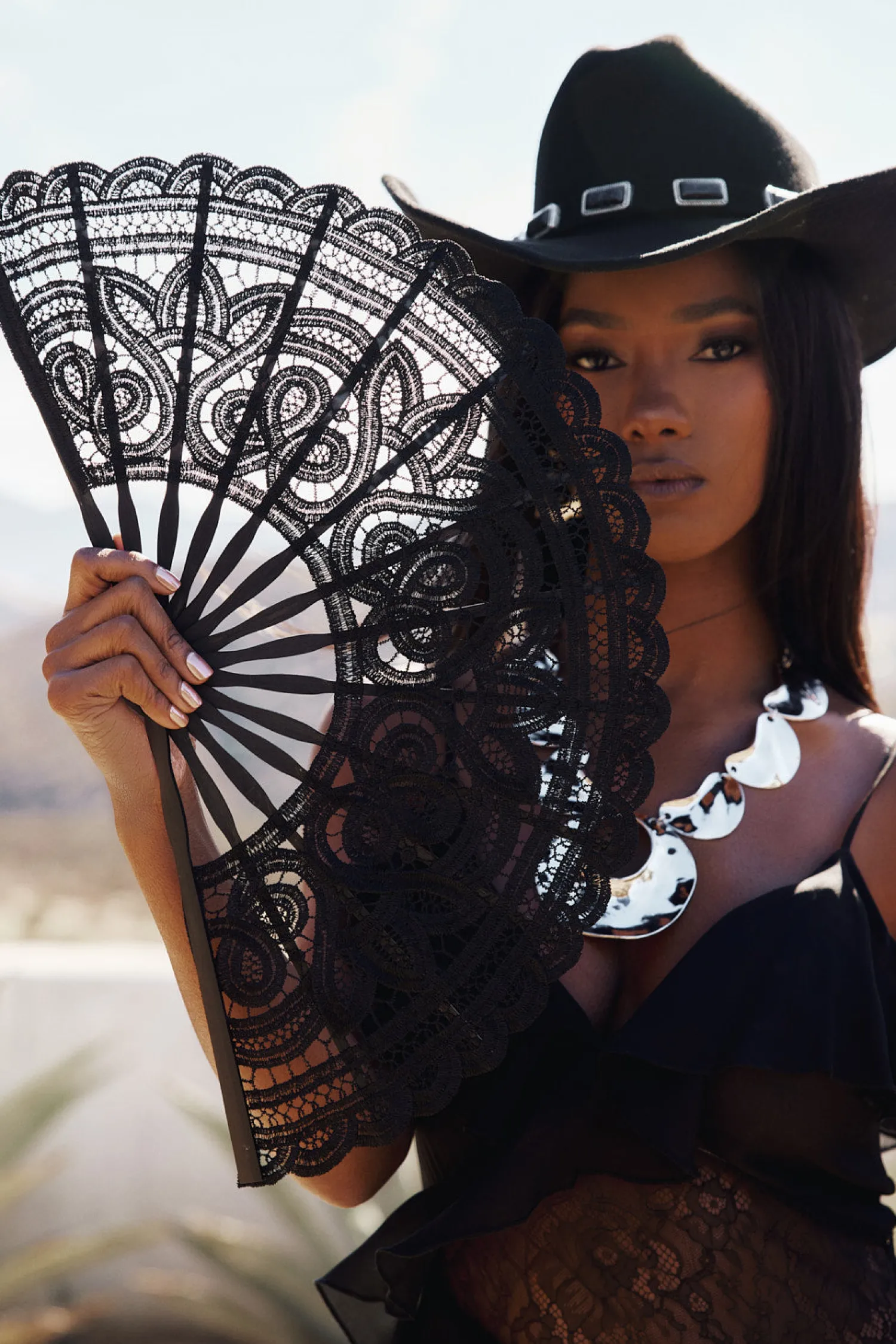 Outlet Unveiled Black Lace Fan Western Bachelorette|For You And Your Bestie