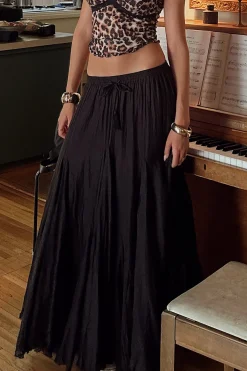 Best Violetta Black Gauze Maxi Skirt Skirts|Festival Bottoms