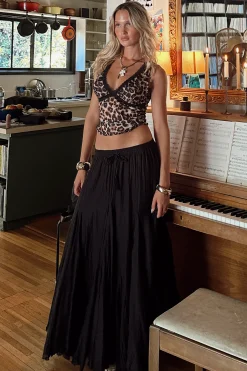 Best Violetta Black Gauze Maxi Skirt Skirts|Festival Bottoms