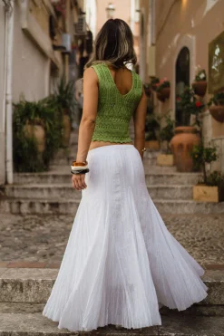 Hot Violetta White Gauze Maxi Skirt Skirts|The White Edit