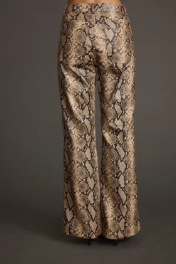Hot Viper Room Cream Snake Print Vegan Leather Pants Going Out Bottoms|Pants