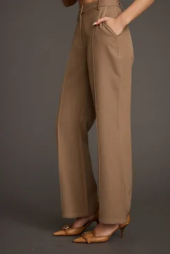 Best Virginia Taupe Seamed Slim Leg Trousers Work Wear Bottoms|Pants